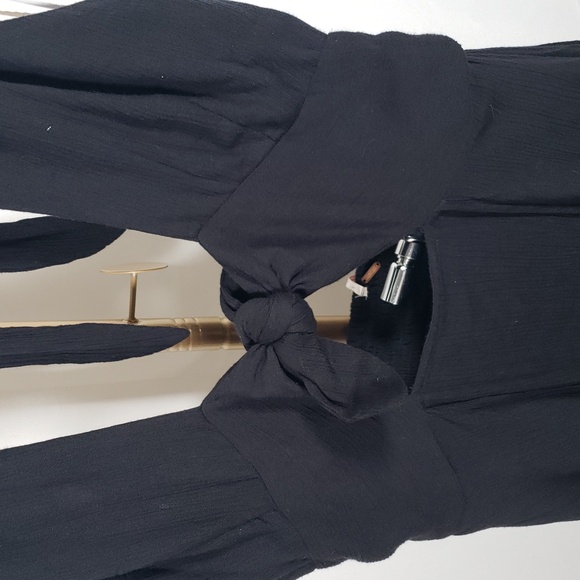 Free People Black Halter Maxi Dress Backless Tie Front Boho Festival XS NWOT - Picture 5 of 10